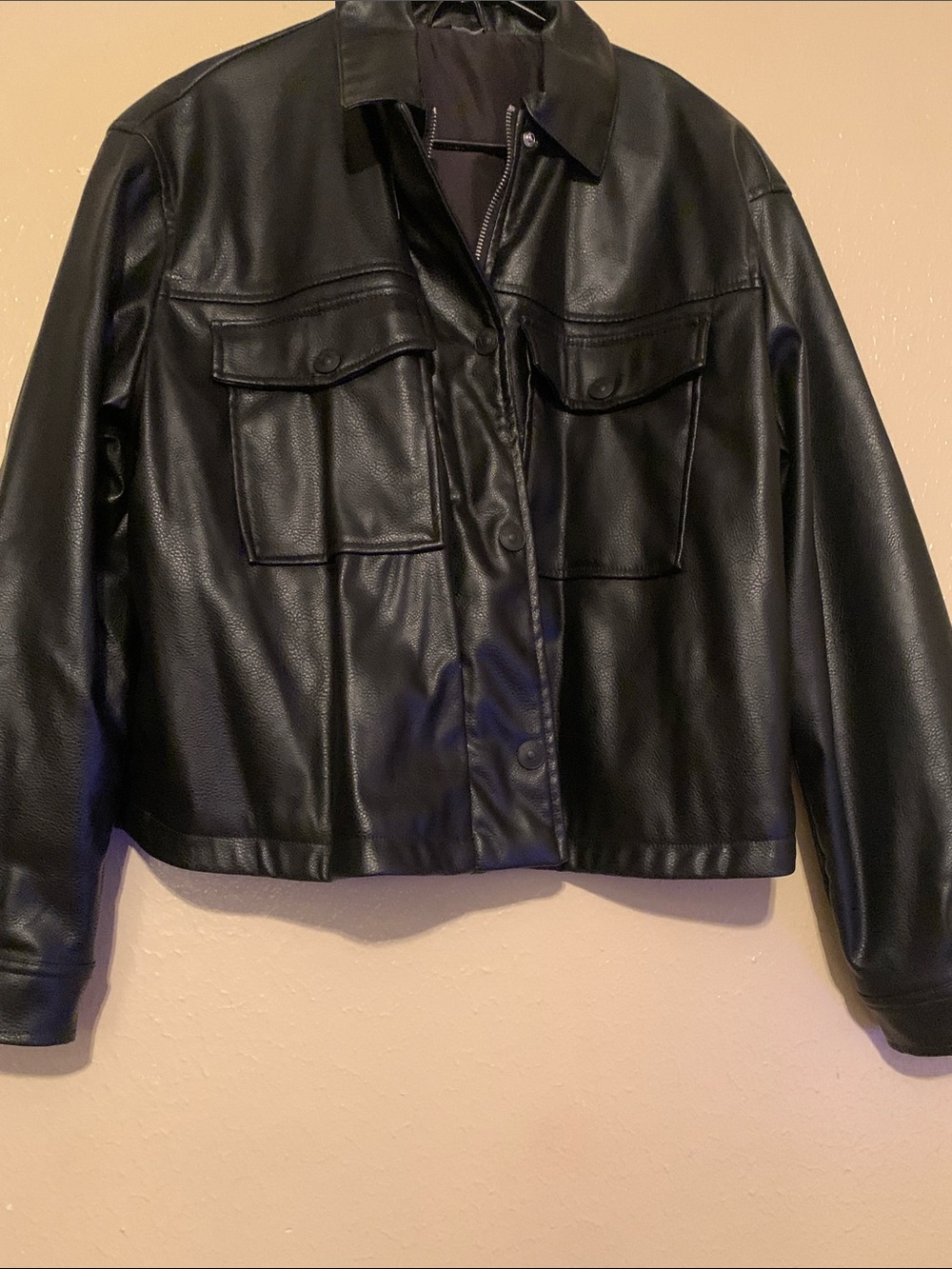 H&M Black Vegan Leather Utility Jacket - Women
